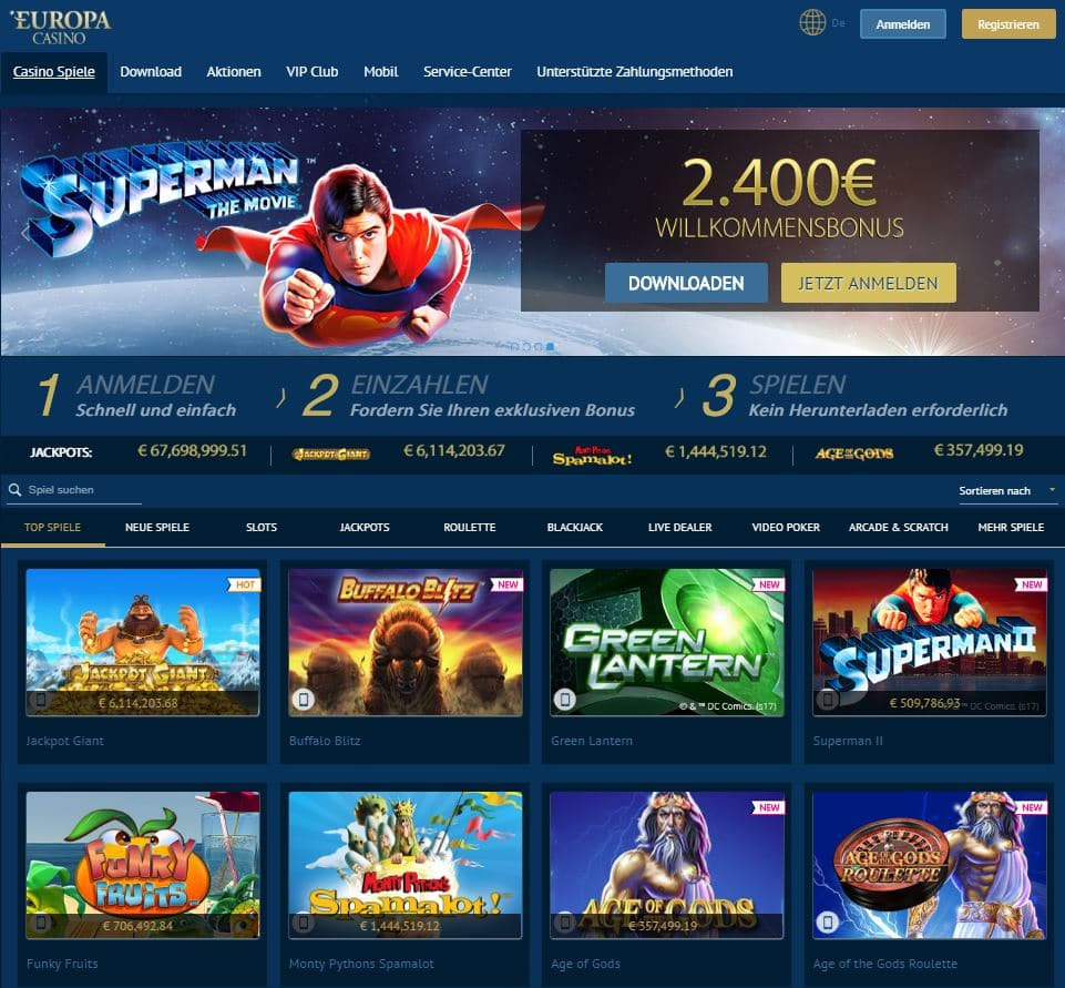 Europa Casino Webseite