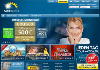 Sunmaker Casino Webseite